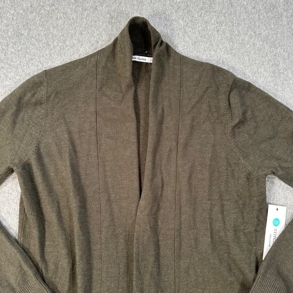 Pink Clover Open Front Cardigan Sweater With Pockets Women's Medium Green - Picture 4 of 10